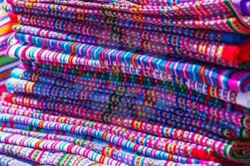 Authentic colorful fabric in Peru