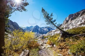 Hike in the autumn mountains