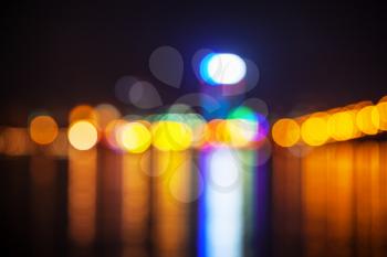 Abstract blur image of night city. Dark background.