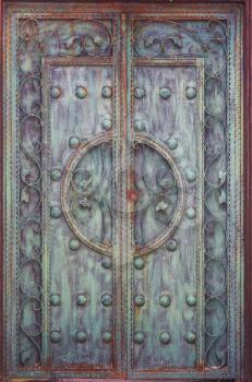 Vintage metal door for retro background