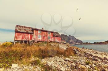 Wooden house on Lofoten island, Norway