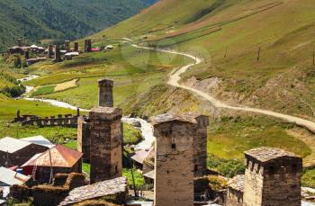 Ushguli village. Caucasus, Upper Svaneti - UNESCO World Heritage Site. Georgia.