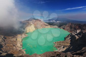 Lake in a crater Volcano Ijen, Java,Indonesia