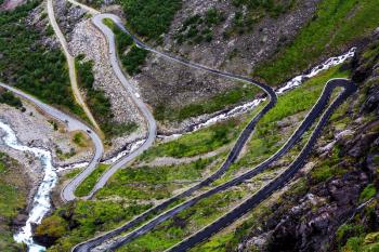 Trollstigen, Troll's Footpath, serpentine mountain road in Norway
