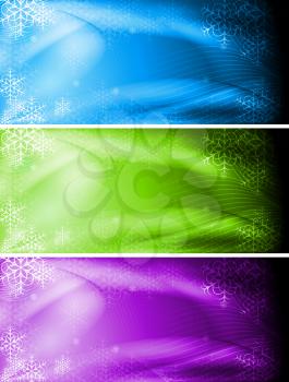 Royalty Free Clipart Image of a Set of Snowflakes Banners