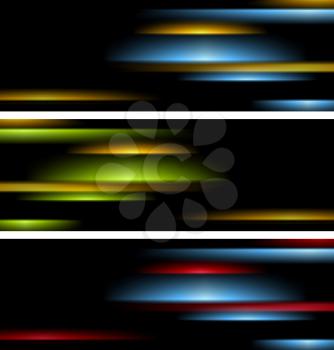 Abstract tech striped banners. Vector design