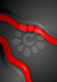 Smooth red and black waves corporate background. Vector design
