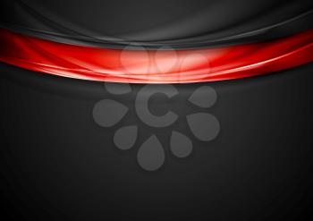 Contrast red black smooth wavy background. Vector graphic template design