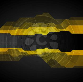Tech contrast yellow black geometric drawing background. Graphic vector design template