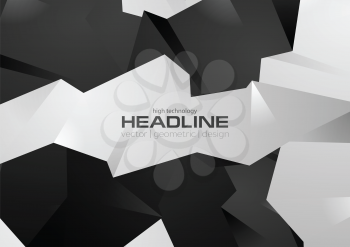 Black and white 3d polygonal shapes vector background