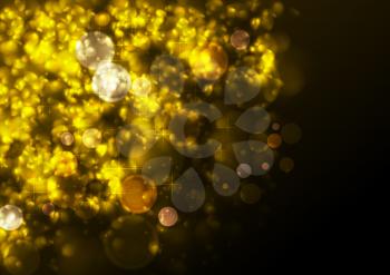 Golden festive abstract luminous Christmas particles vector background