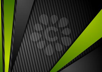 Tech black background with contrast green stripes. Abstract vector graphic brochure corporate design