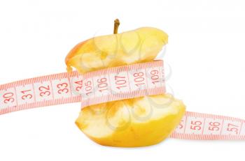 Royalty Free Photo of a Measuring Tape on an Apple
