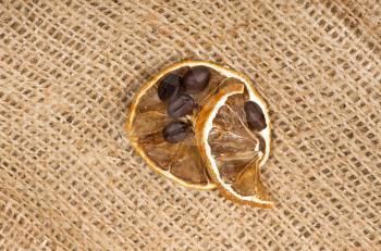 Royalty Free Photo of Coffee Beans and Lemon