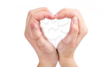 Royalty Free Photo of a Person Forming a Heart With Their Hands