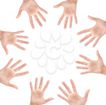 Circle made of hands isolated on white background