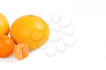 Fresh citrus fruit on a white background