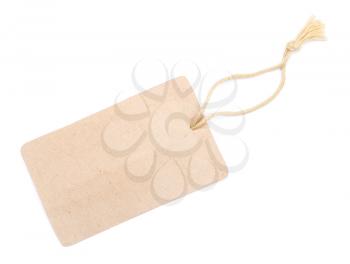 Blank tag tied with string. Price tag, gift tag, sale tag, address label