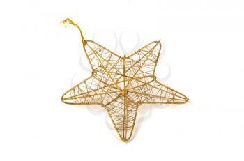 Gold christmas star isolated on white