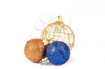 Christmas card. Three spheres on a white background
