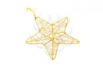 Gold christmas star isolated on white
