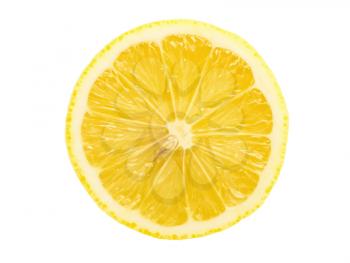 Slice of fresh lemon isolated on white background