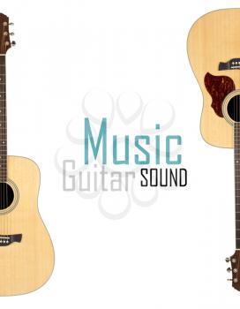 Acoustic guitar isolated over white background