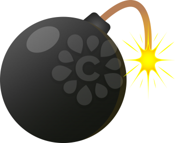 Royalty Free Clipart Image of a Bomb With a Burning Fuse