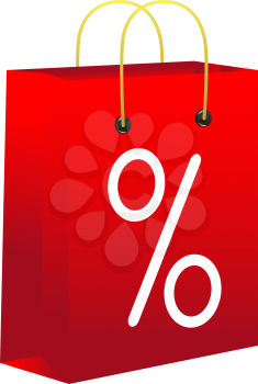 Royalty Free Clipart Image of a Red Bag With a Percent Sign