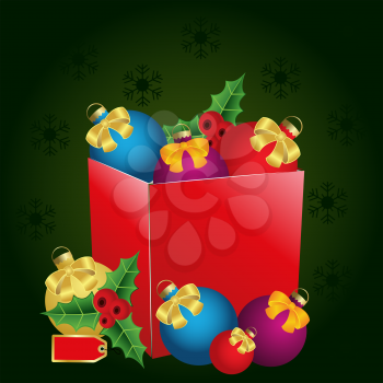 Royalty Free Clipart Image of a Box of Christmas Ornaments