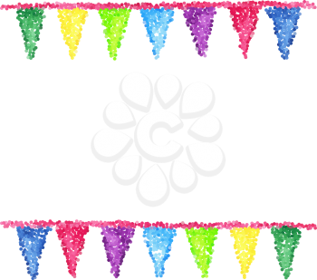 Bunting background. Engraving pennants.