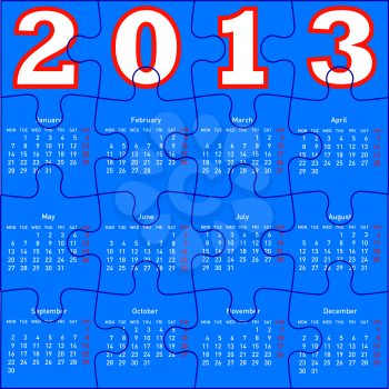 Royalty Free Clipart Image of a Jigsaw Calendar