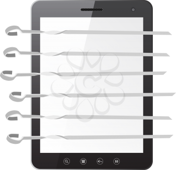 Royalty Free Clipart Image of Barbecue Skewers on a Tablet