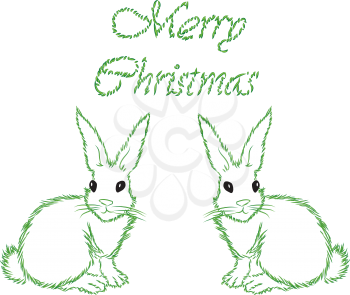 Royalty Free Clipart Image of a Rabbit Christmas Background