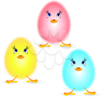 Royalty Free Clipart Image of Fluffy Chickens
