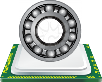 Royalty Free Clipart Image of a Bearing and Computer Processor