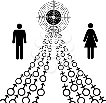 Royalty Free Clipart Image of an Illustration of Male and Female Sex Symbols