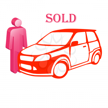 Royalty Free Clipart Image of a Person by a Car