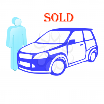 Royalty Free Clipart Image of a Car and a Person