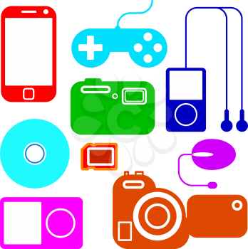 Royalty Free Clipart Image of Electronic Gadgets