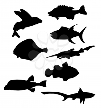 Royalty Free Clipart Image of Fish Silhouettes