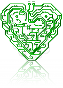 Royalty Free Clipart Image of a Circuit Board Heart