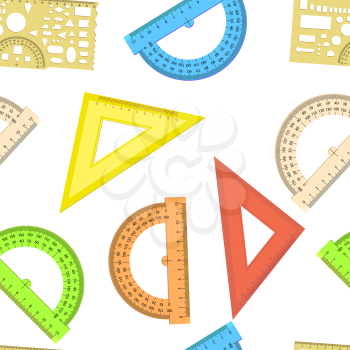 Royalty Free Clipart Image of a Bunch of Rulers and Protractors