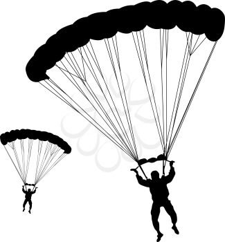 Royalty Free Clipart Image of People Parachuting