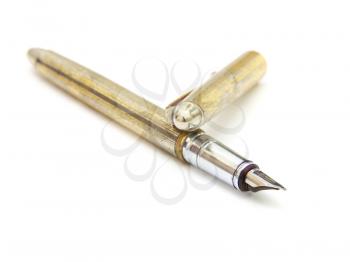 Old fountain pen isolated on white background