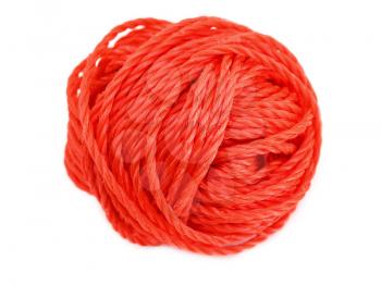 Red ball of yarn isolated on a white background