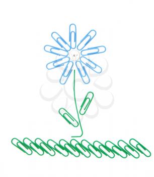 Beautiful flower on a grass from office paper clips for a paper