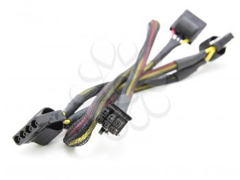 Hard disk drive power cables on a white background