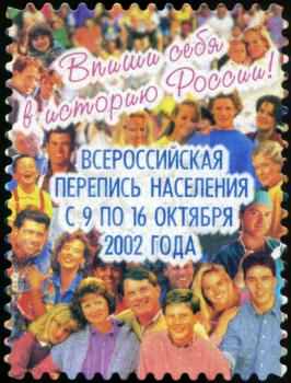 RUSSIA - CIRCA 2002: A post stamp printed in Russia devoted All-Russian population census. circa 2002