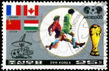 NORTH KOREA - CIRCA 1986: A stamp printed by North Korea, shows World Cup soccer Championships, Mexico City, circa 1986.